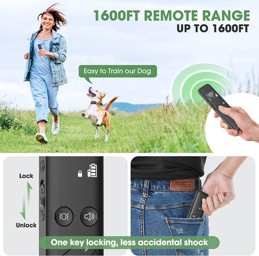 Exponential Pet Supplies - Electric Dog Training Collar with Remote 1600FT, Rechargeable E-Collar Waterproof Collars with 3 Training Modes