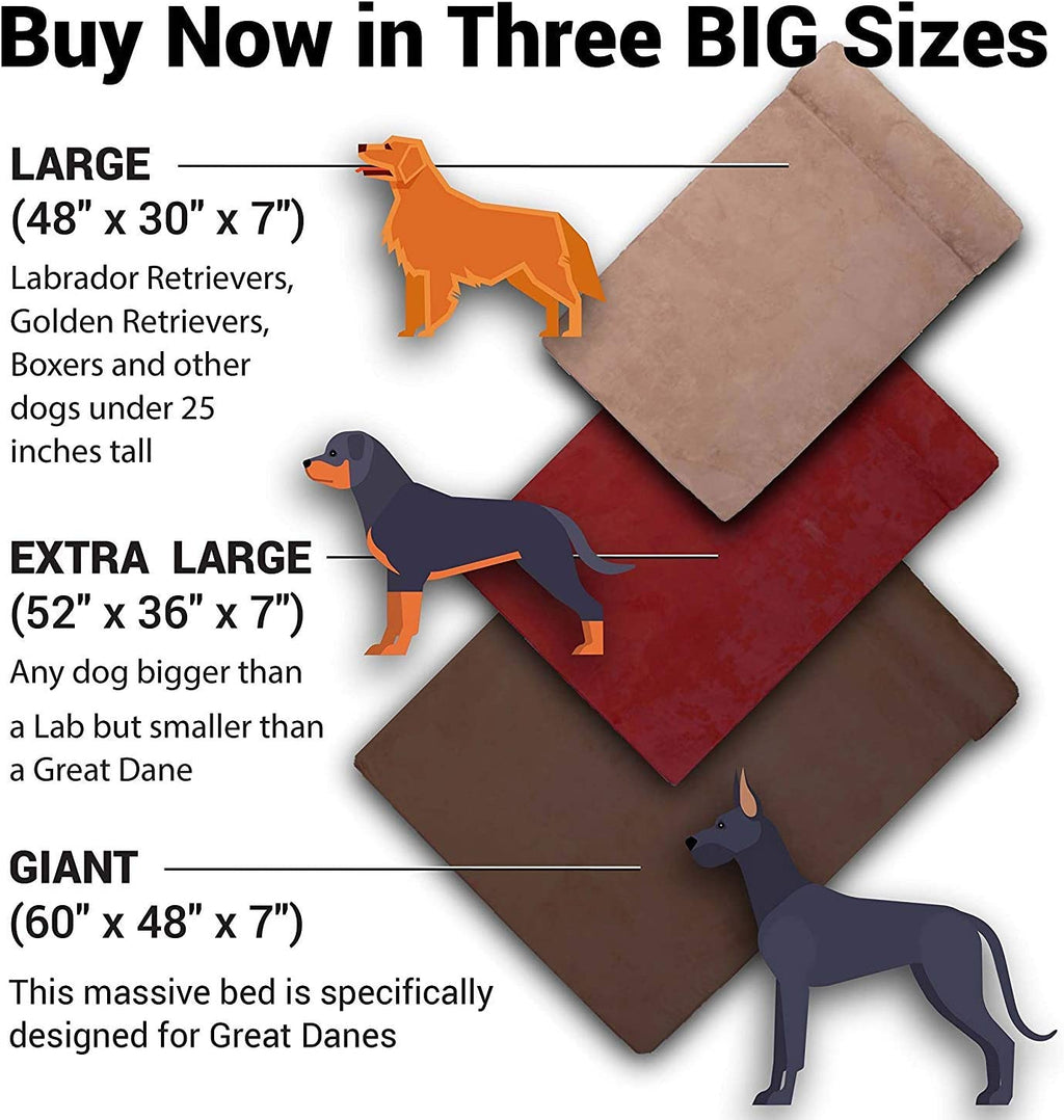 Exponential Pet Supplies - 7" Pillow Top Orthopedic Dog Bed for Large and Extra Large Breed Dogs Most Comfortable