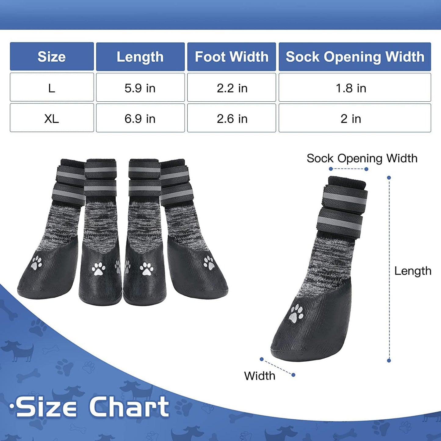 Exponential Pet Supplies - Socks for the Dog Anti-Slip Dog Socks with Adjustable Strap for Indoor Hardwood Traction Control