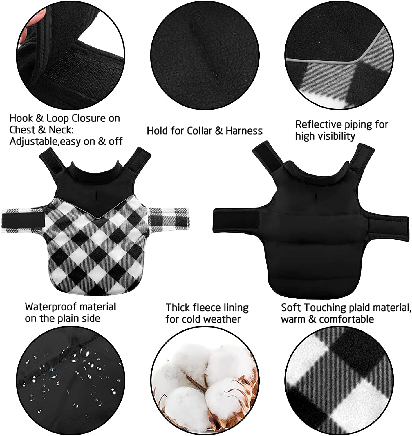 Exponential Pet Supplies - Reflective Cold Weather Dog Jacket, Reversible British Style Plaid Dog Coat Warm Cotton Thickened Vest Windproof Outdoor Apparel