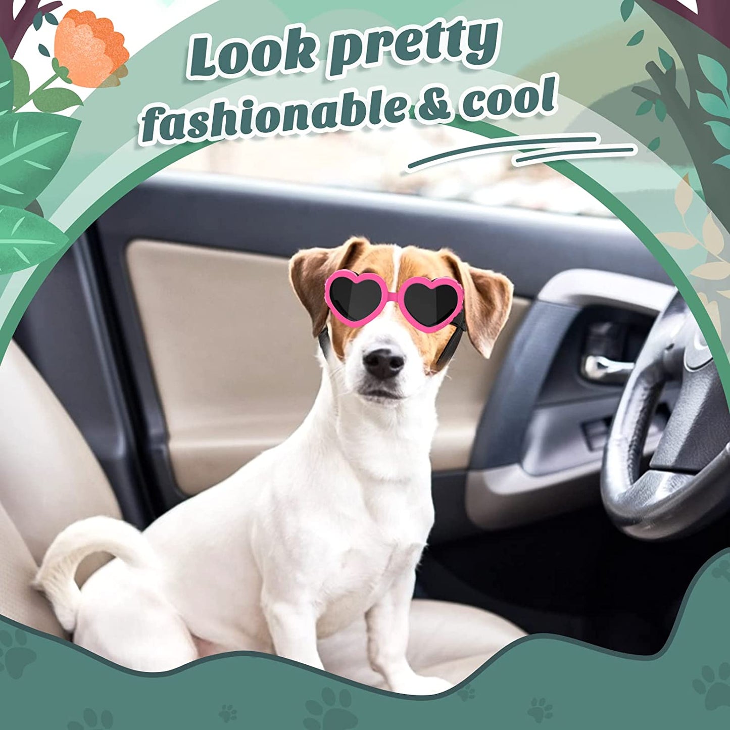 Exponential Pet Supplies - UV Protection Goggles Eye Wear Protection with Adjustable Strap Doggy Heart Shape Anti-Fog Sunglasses