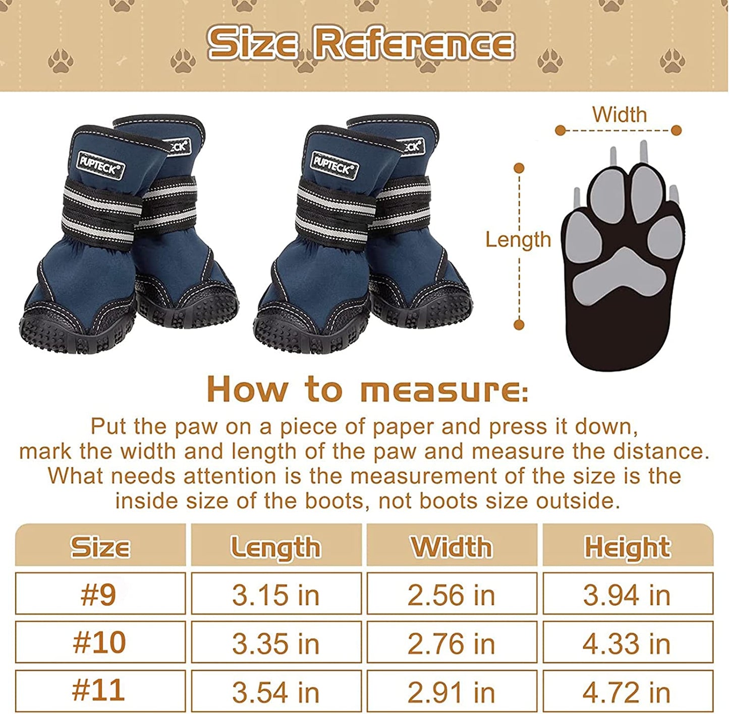 Exponential Pet Supplies - Waterproof 2 Pairs Anti-Slip Paw Protector - Doggy Shoes with Reflective Straps