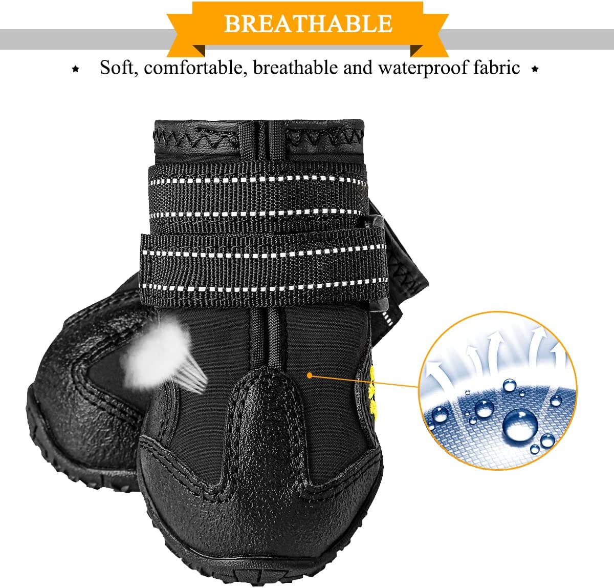 Exponential Pet Supplies - Waterproof Boots for Dogs, Dog Booties with Anti-Slip Sole Reflective Straps
