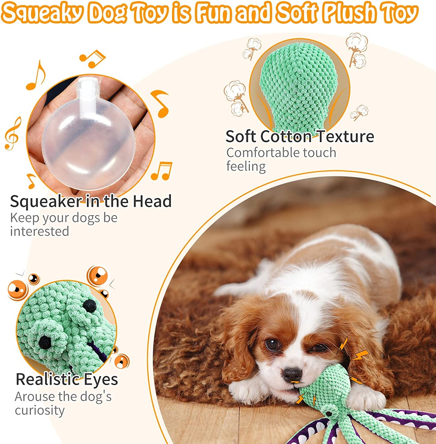 Exponential Pet Supplies - Squeaky Dog Stuffed Octopus Toy for Chewing Purpose and Boredom