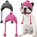 Exponential Pet Supplies - 2 Pieces Warm Pom Hat Party Knit Dog Beanie Puppy Dog Cap with Ear Holes Pet Knitted Snood Headwear for Christmas