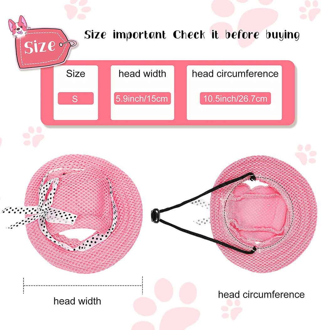Exponential Pet Supplies - 4 Pieces Dog Princess Hat Round Brim Pet Baseball Hat Dog Mesh Porous Cap with Ear Holes Pet Outdoor Sun Protection