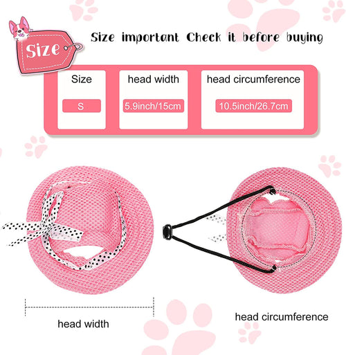 Exponential Pet Supplies - 4 Pieces Dog Princess Hat Round Brim Pet Baseball Hat Dog Mesh Porous Cap with Ear Holes Pet Outdoor Sun Protection