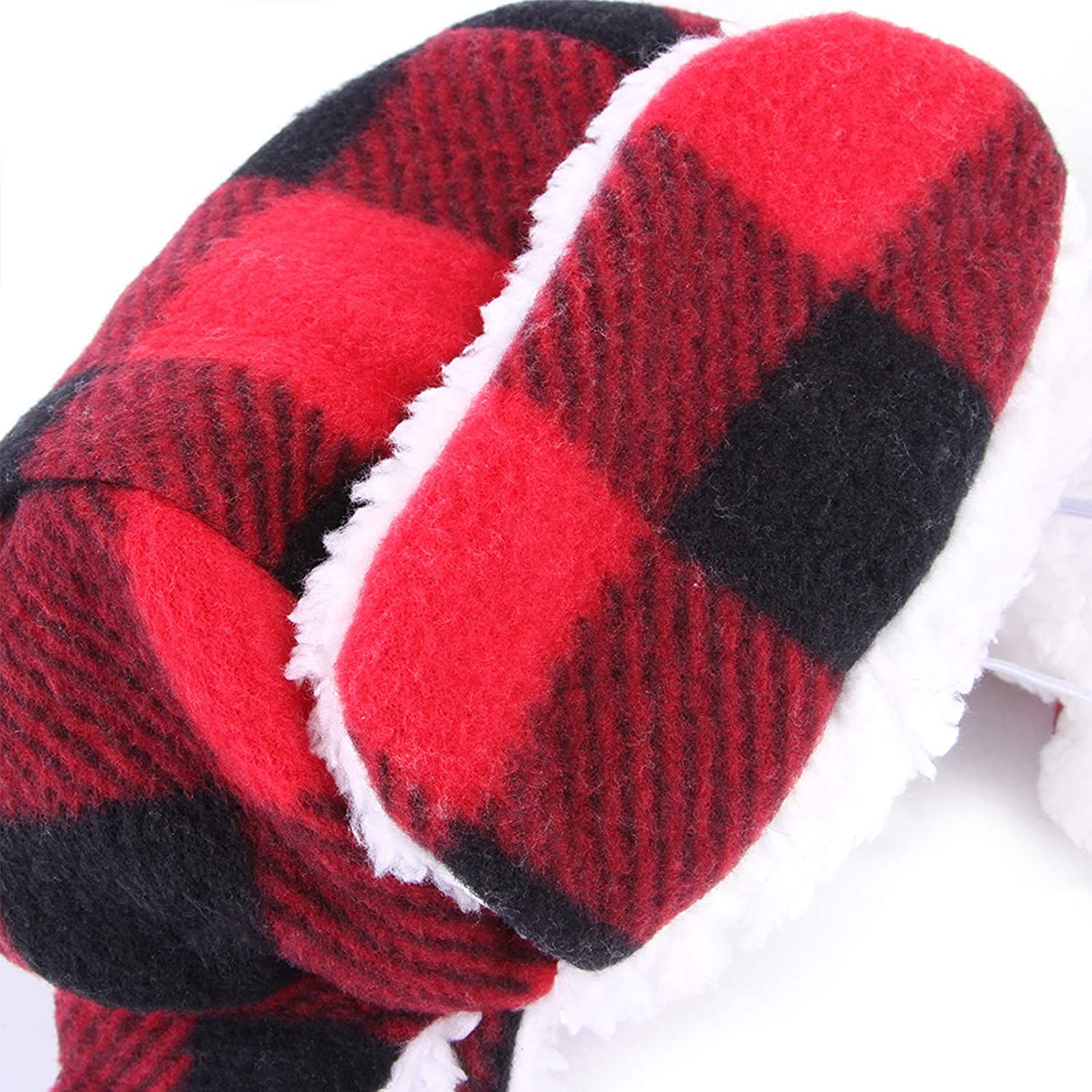 Exponential Pet Supplies - Christmas Dog Hat with Earmuffs Winter Adjustable Pet Red Plaid Pet Cap