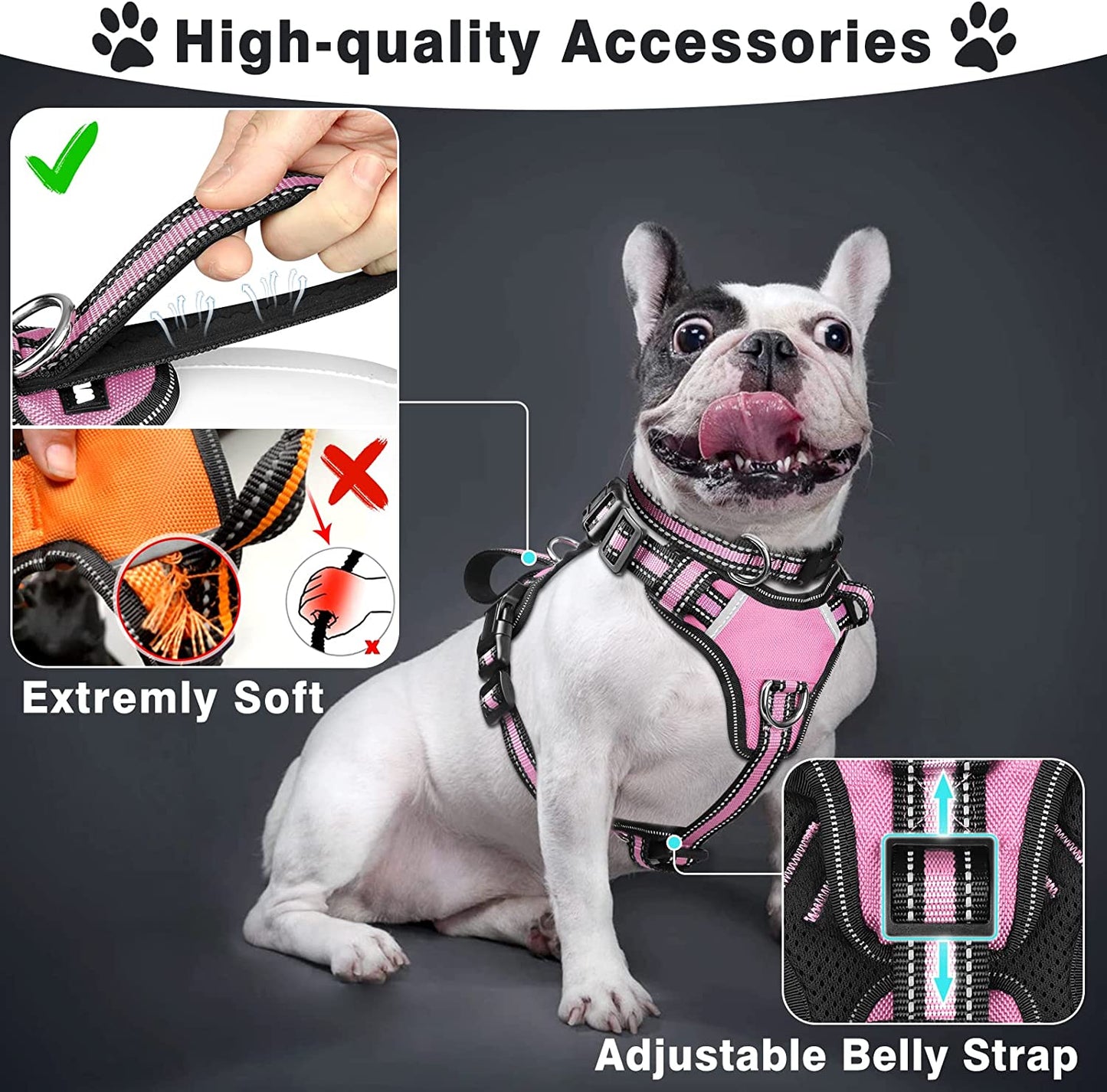 Exponential Pet Supplies - Pet Harness Collar and Leash Set, All-in-one Reflective Dog Harness No Pull with Adjustable Buckles for Puppies