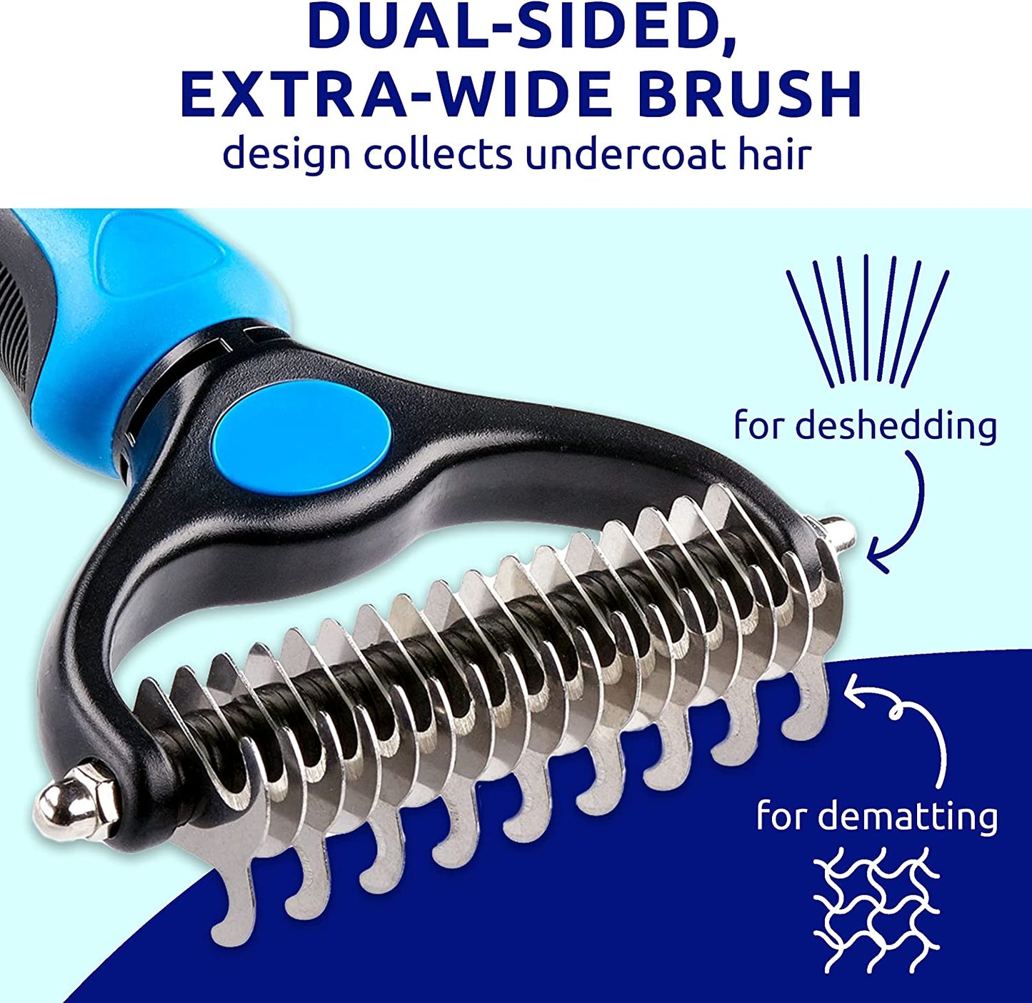 Exponential Pet Supplies - Pet Deshedding Brush - Double-Sided Undercoat Rake for Dogs