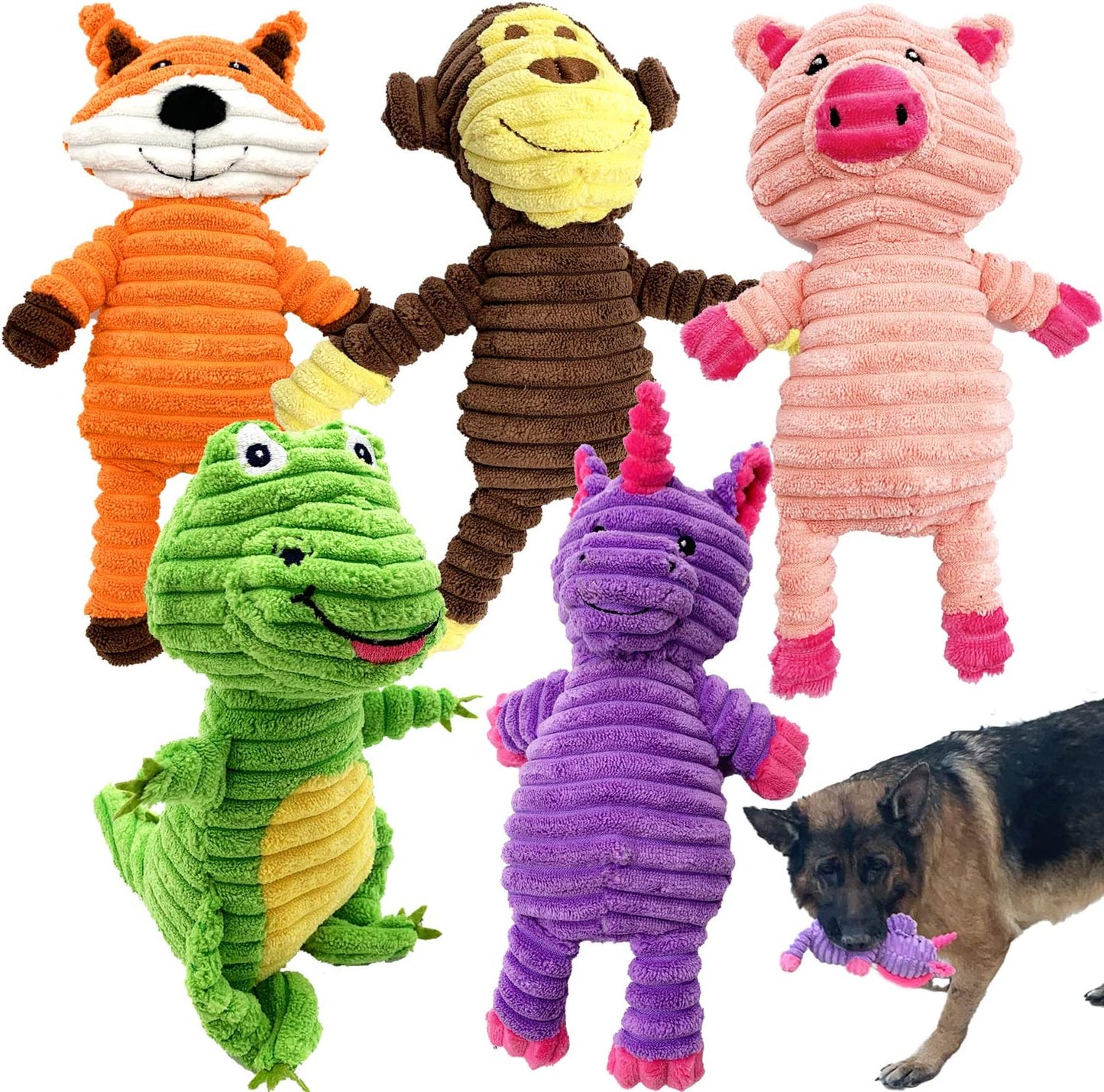 Exponential Pet Supplies - 5 Pack Dog Toys Dog Plush Toys Assortment Value Bundle Dog Squeaky Toys