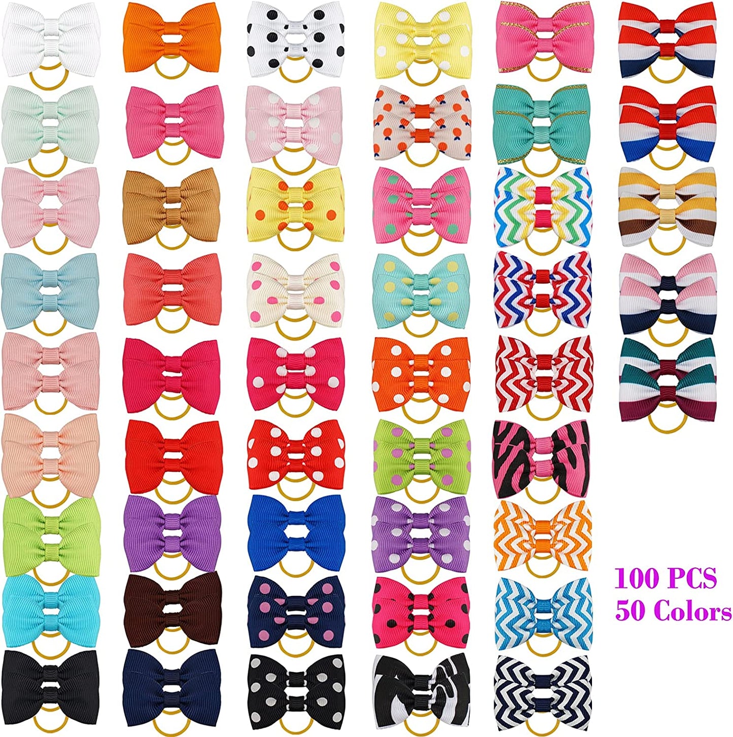Exponential Pet Supplies - Puppy Bow with Rubber Band Colored Pet Grooming Dog Hair Accessories
