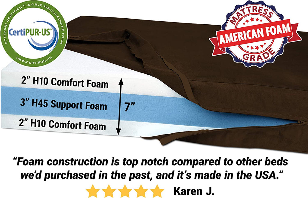 Exponential Pet Supplies - 7" Pillow Top Orthopedic Dog Bed for Large and Extra Large Breed Dogs Most Comfortable