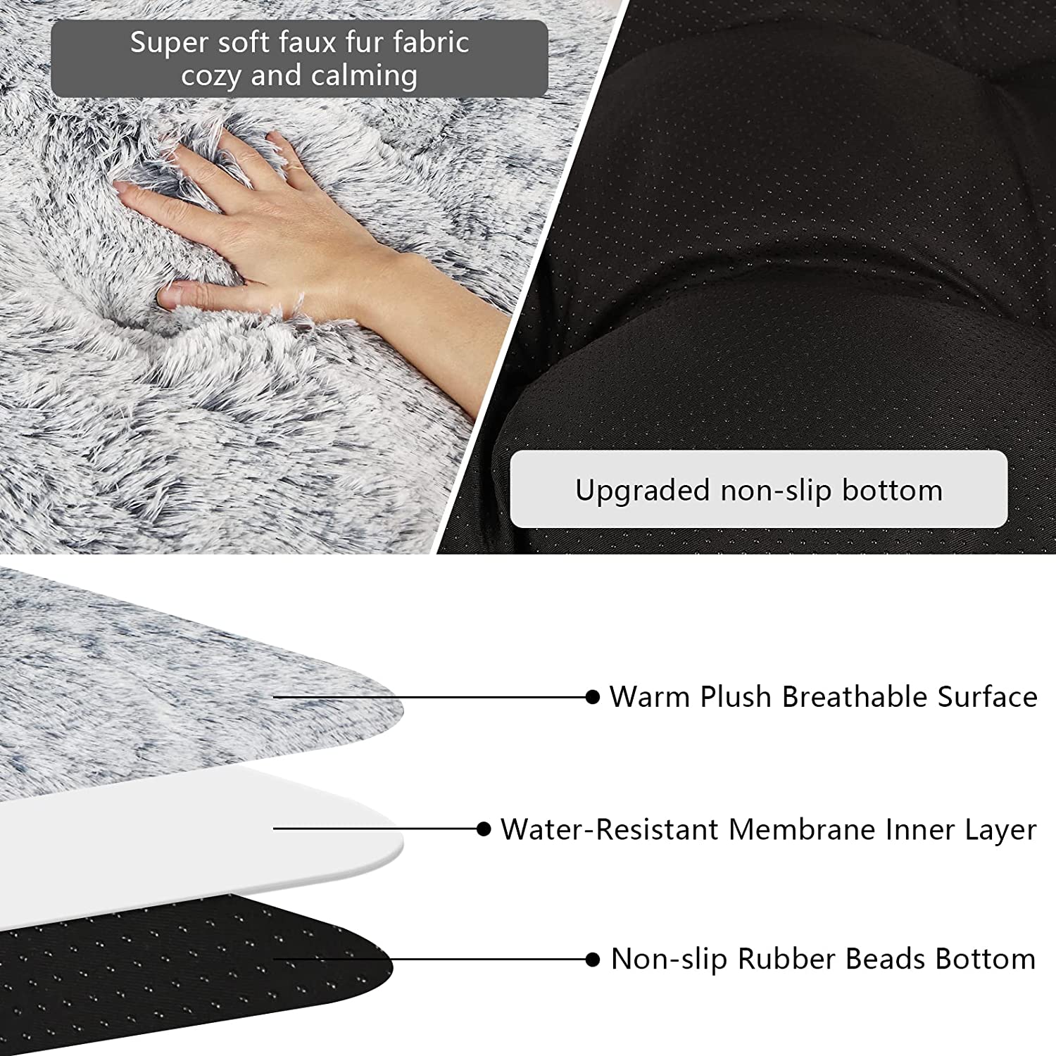 Exponential Pet Supplies - Anti Anxiety Washable Anti-Slip Dog Crate Bed for Large Medium Small Dogs