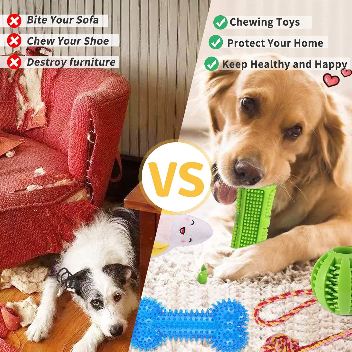 Exponential Pet Supplies - 20 Pack Puppies Teething Chew Toys for Boredom, Pet Dog Chew Toys with Rope Toys