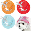 Exponential Pet Supplies - 4 Pieces Dog Princess Hat Round Brim Pet Baseball Hat Dog Mesh Porous Cap with Ear Holes Pet Outdoor Sun Protection