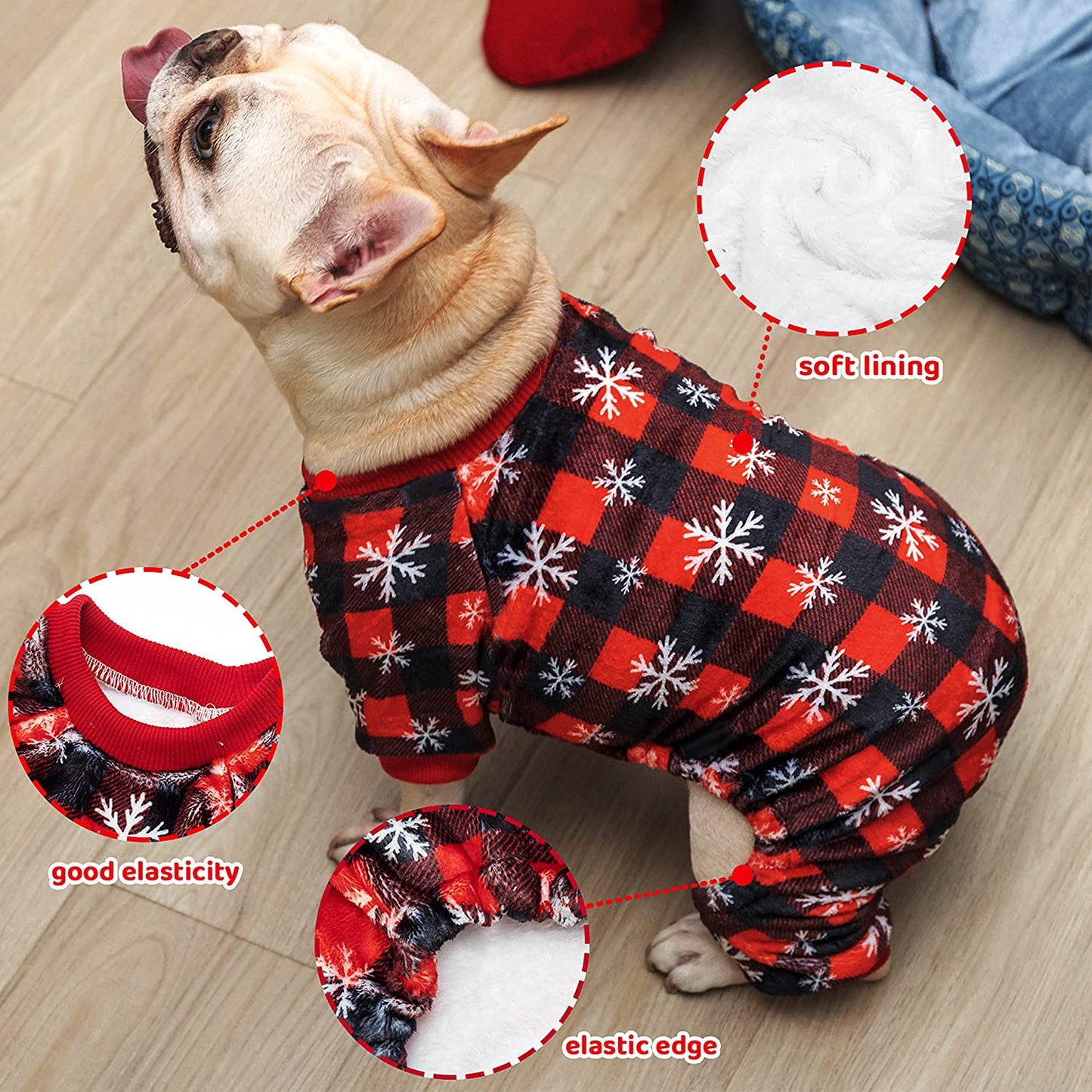 Exponential Pet Supplies - Plaid Snowflake Pattern Cute Warm Dog Pet Apparel for Cold Weather